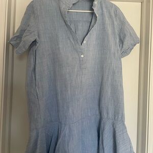 Amazon Light Blue Linen Blend Midi Dress